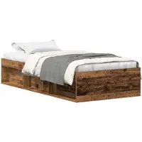 vidaXL Bedframe zonder matras bewerkt 90x200 cm bewerkt hout oud