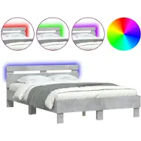 vidaXL Bedframe met hoofdeinde, LED-verlichting, betonkleur, 120x200 cm