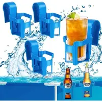 Markenlos – Set van 4 zwembadbekerbeugels, blauwe drinkhouders voor bovengrondse zwembaden