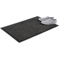Famanu – Extra dunne schoonloopmat, 60 x 90 cm, deurmat voor binnen, grote droogloopmat in zwart-grijs