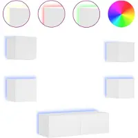 vidaXL 5-delige tv-wandmeubelset met LED-verlichting wit