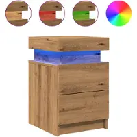 vidaXL Nachtkastjes 2 st met LED 35x39x55 cm hout artisanaal eiken