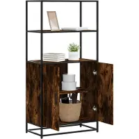 vidaXL Hoge kast 68x35x139cm bewerkt hout en metaal gerookt eikenkleur