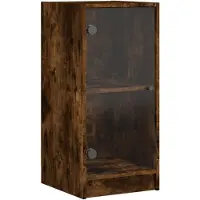 vidaXL Bijzetkast met glazen deuren 35x37x75,5 cm gerookt eikenkleurig