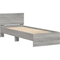 vidaXL Bedframe met hoofdbord bewerkt hout grijs sonoma 75x190 cm