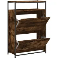 vidaXL Schoenenkast 75x34x112 cm bewerkt hout gerookt eikenkleurig