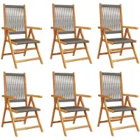 vidaXL 6-delige set verstelbare klapstoelen van grijs acaciahout