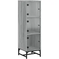 vidaXL Hoge kast met glazen deuren, grijs Sonoma, 35x37x120 cm