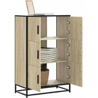 vidaXL Hoge kast Sonoma-eikenhout, 68x35x106,5 cm, houtvezel, metaal