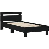 vidaXL Bedframe met hoofdeinde, zwart, 75x190 cm, houtvezel