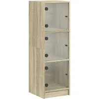 vidaXL Hoge kast met glazen deuren, Sonoma-eikenhout, 35x37x109 cm