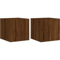 DKD Home Decor Tv-wandmeubelen met LED 2 st 30,5x35x30 cm bruin eikenkleur