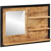 vidaXL Spiegel met schappen 80x8x55 cm glas en massief mangohout