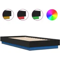 vidaXL Bedframe met LED-verlichting, zwart, 75x190 cm