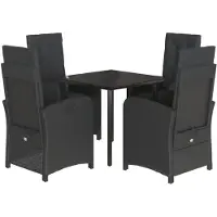 vidaXL 5-delige Tuinset met kussens poly rattan zwart