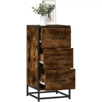vidaXL Dressoir, gerookt eikenfineer, 35,5 x 35 x 76 cm, houtvezel en metaal