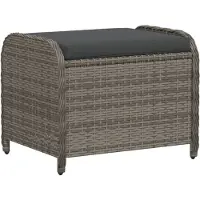 vidaXL Tuinkruk met kussen 58x46x46 cm poly rattan grijs