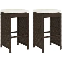 vidaXL Tuinstoelen met kussens, 2 stuks, bruin, polyrotan