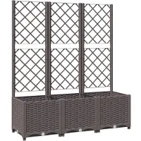 vidaXL Plantenbak met trellis bruin 120x40x136 cm PP