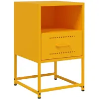vidaXL Nachtkastje 36x39x60,5 cm staal mosterdgeel