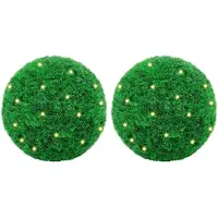 vidaXL Kunstbuxusballen met LED-verlichting 2 st 27 cm groen