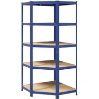 vidaXL Hoekrek 5-laags staal en bewerkt hout blauw
