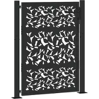 vidaXL Poort met bladontwerp 100x125 cm staal zwart