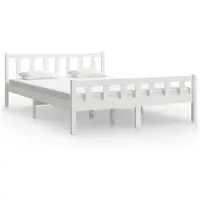 vidaXL Bedframe massief hout wit 150x200 cm