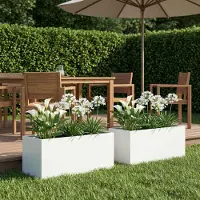 vidaXL Plantenbak 2 st Wit 80 x 40 x 40 cm Koudgewalst staal