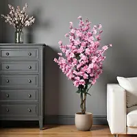 Famanu – Kunstplant bloeiende boom, 120 cm hoog, winterzoet kunstplant met bloemen in pot, perfecte lenteplant in roze kleur