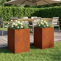 vidaXL Plantenbak 2 st Roestkleurig 50 x 50 x 75 cm weervast staal