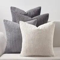 Famanu - Kussenhoes grijs 40x40 cm, set van 4 ribfluwelen decoratieve kussenhoezen voor bank, slaapkamer, woonkamer en balkon.