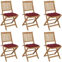 vidaXL Inklapbare stoelen 6 st met kussens massief acaciahout