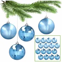 Sarcia.eu Blauwe kerstballen, set kunststof kerstballen, kerstboomversiering 8 cm, 16 st.