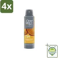 Dove – Deodorant Spray – Men+Care Sandalwood & Vanilla – 150 ml - Voordeelverpakking - 4 stuks - Anti-transpirant spray - Deodorant spray