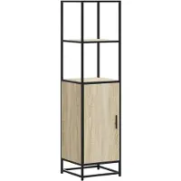 vidaXL Hoge kast 35,5x35x139 cm bewerkt hout en metaal sonoma eiken