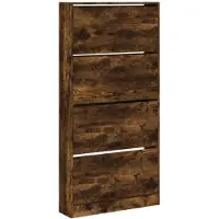 vidaXL Schoenenkast met 4 klaplades 80x21x163,5 cm gerookt eikenkleur