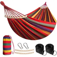 Famanu – Outdoor katoenen hangmat met boomriemen, draagbare campinghangmat met spreidstangen, inclusief reistas voor binnen, balkon, tuin en terras