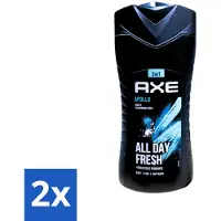 Axe 2 x - 3-in-1 Douchegel - Apollo - Sage & Cedarwoord - All Day Fresh - 400 ml - Douchegel - Deodorant - Salie - Cederhout - Fris