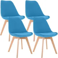 CLP Stoelen Linares (set van 4) - bekleding, houten poten in natuurlijke kleur - Turquoise