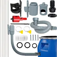 Famanu – Regenwaterverzamelaar voor vierkante regenbuizen van 60-80 mm, inclusief montageaccessoires, regenton aansluiting voor daken tot 80 m²