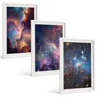 Wallfluent 3-Delige Schilderij Set - Ruimtelandschappen Met Sterren En Nevels - 40 x 60 - Wanddecoratie - Moderne Interieurdecoratie - Stijlvolle Muurdecoratie