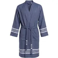 Lalay - hamam badjas Krem Sultan - navy - XXXL - dames heren badjas - sauna badjas - dunne badjas - 100% gekamd katoen
