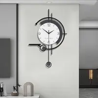 Markenlos – Minimalistische moderne wandklok met metalen frame en houten wijzerplaat, stil ontwerp zonder tikkende geluiden, perfect voor woonkamer, slaapkamer en kantoor