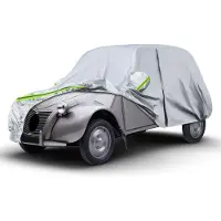Famanu – Autohoes voor 2CV 1948-1990 en Dyane 1967-1983, volledige garagehoes, zilver, waterdicht met ritssluiting, bescherming tegen sneeuw en regen