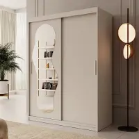 Meubella - Kledingkast Ulysses - Beige - 150 cm - Met spiegel