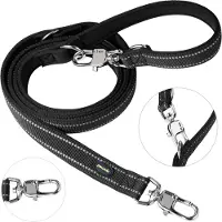 Peluvio Amigo – Hondenriem 2,2 m – 2,5 cm breed – Verstelbaar – Reflecterend – Nylon – Zwart – Maat L – voor grote en zeer grote honden