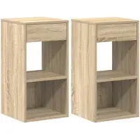 vidaXL Nachtkastjes 2 st met lade 35x34x66,5 cm sonoma eikenkleurig