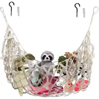 Famanu – Speelgoedopbergnet voor de kinderkamer, hangmat voor knuffeldieren, organizer en nethouder voor het opbergen van pluche dieren, beige, 130 x 100 cm