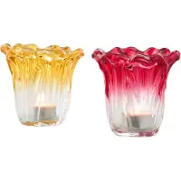 J-Line theelichthouder - glas - mix - large - set van 2